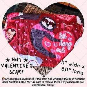🔴 ‼️3/$25‼️ VALENTINE'S Infinity Scarf Cute Sloth Love NWT Fun